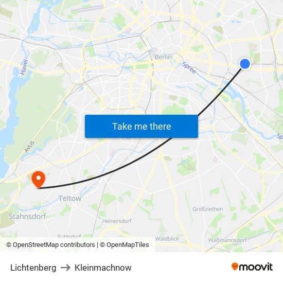 Lichtenberg to Kleinmachnow map