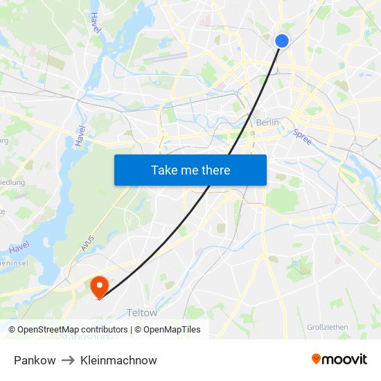 Pankow to Kleinmachnow map