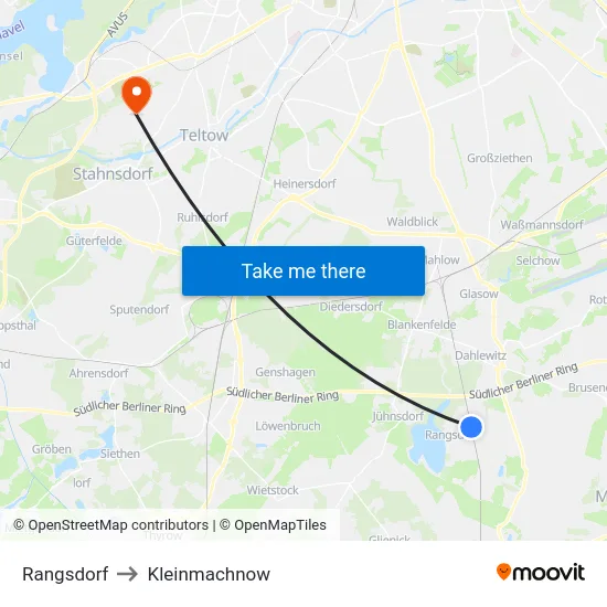 Rangsdorf to Kleinmachnow map