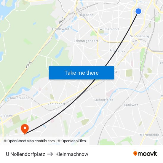 U Nollendorfplatz to Kleinmachnow map