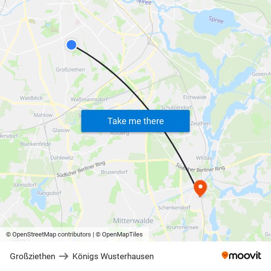 Großziethen to Königs Wusterhausen map