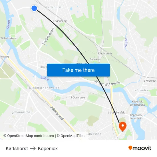 Karlshorst to Köpenick map