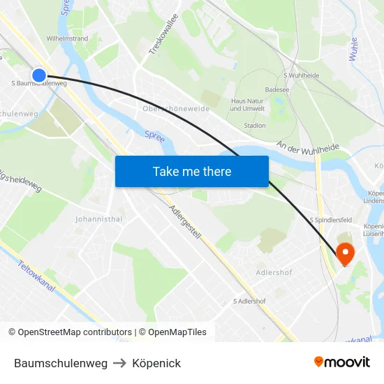 Baumschulenweg to Köpenick map
