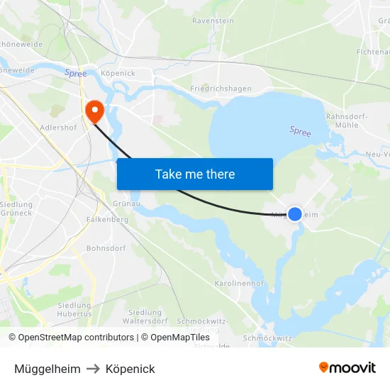 Müggelheim to Köpenick map