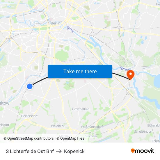 S Lichterfelde Ost Bhf to Köpenick map