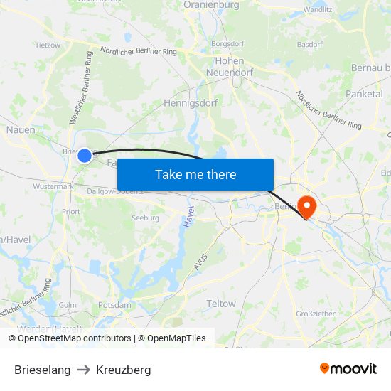 Brieselang to Kreuzberg map