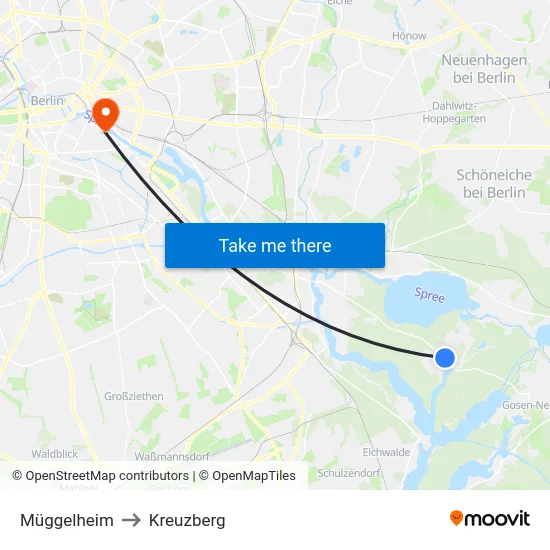 Müggelheim to Kreuzberg map