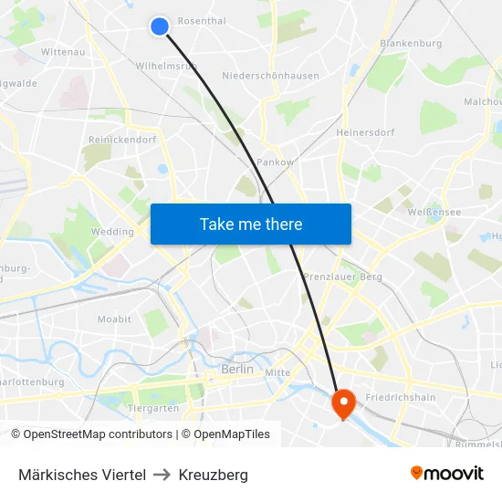 Märkisches Viertel to Kreuzberg map