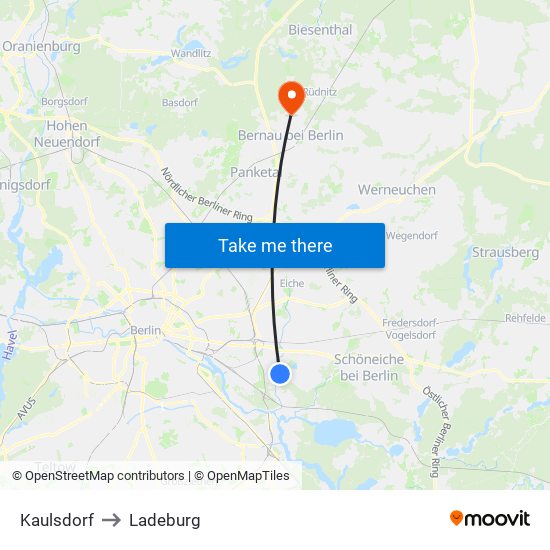 Kaulsdorf to Ladeburg map