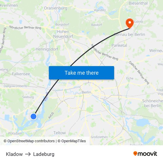 Kladow to Ladeburg map