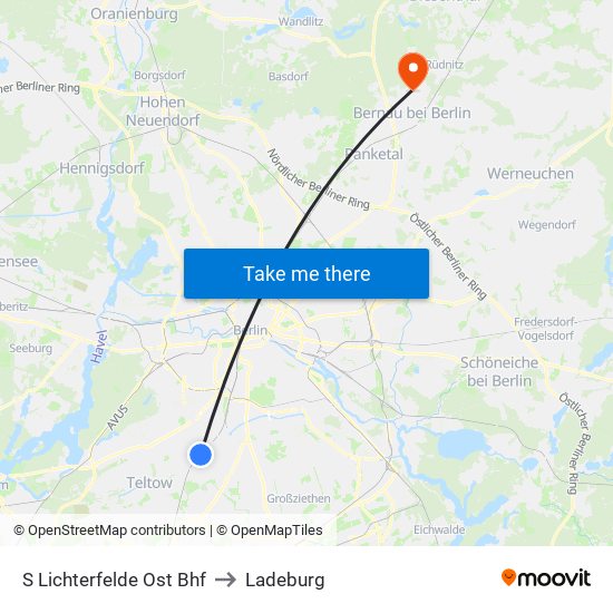 S Lichterfelde Ost Bhf to Ladeburg map