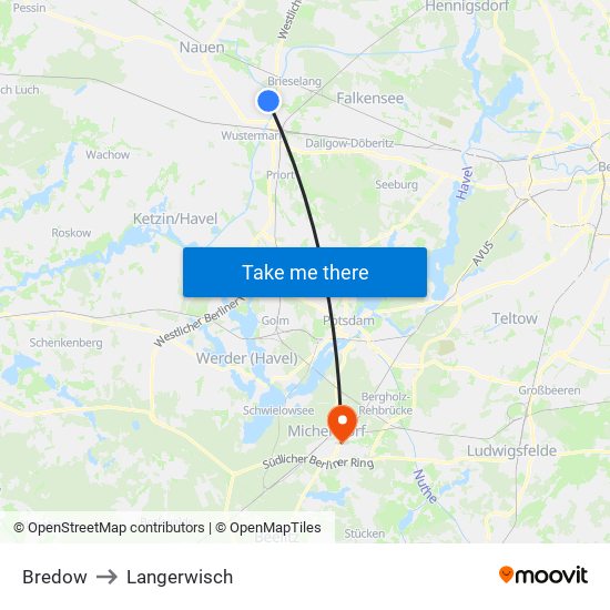 Bredow to Langerwisch map