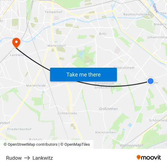Rudow to Lankwitz map