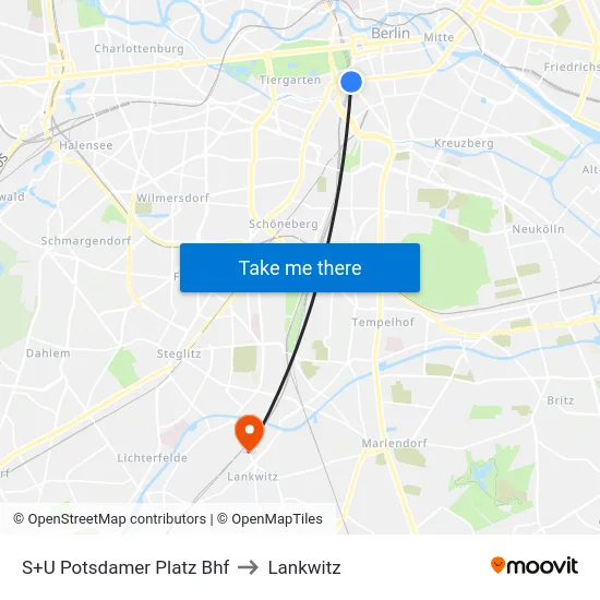 S+U Potsdamer Platz Bhf to Lankwitz map