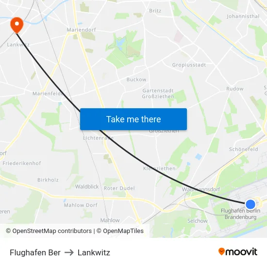 Flughafen Ber to Lankwitz map
