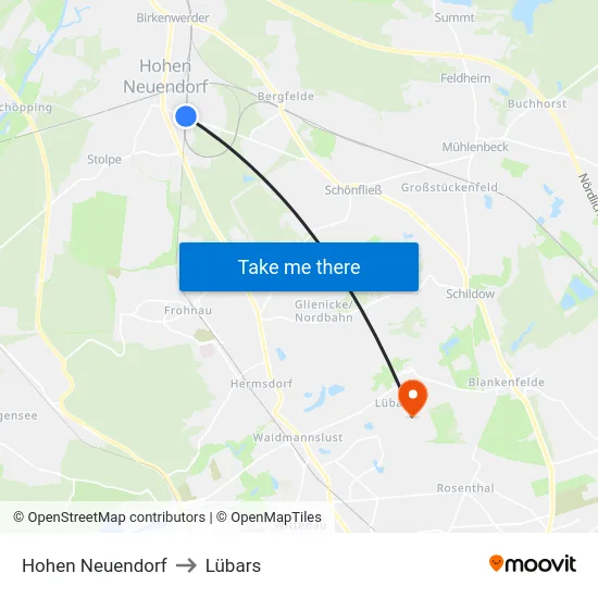 Hohen Neuendorf to Lübars map