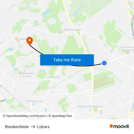 Blankenfelde to Lübars map