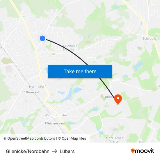 Glienicke/Nordbahn to Lübars map