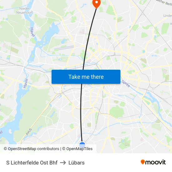 S Lichterfelde Ost Bhf to Lübars map