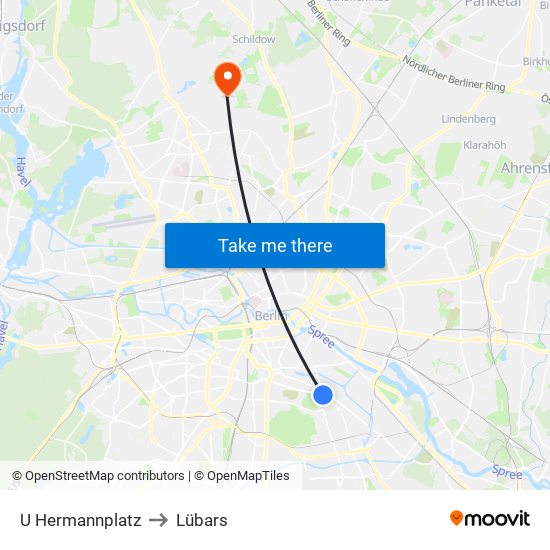U Hermannplatz to Lübars map