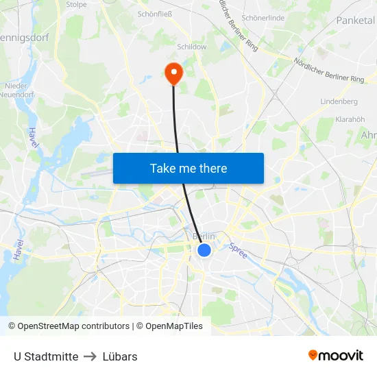 U Stadtmitte to Lübars map