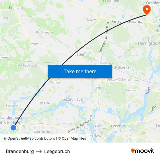 Brandenburg to Leegebruch map