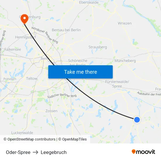 Oder-Spree to Leegebruch map