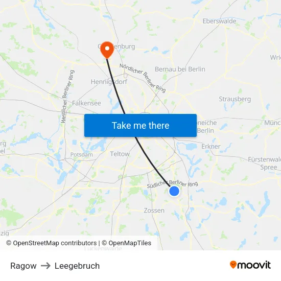 Ragow to Leegebruch map