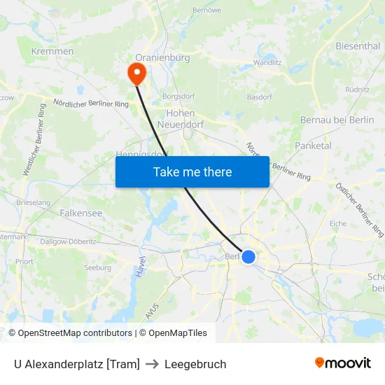 U Alexanderplatz [Tram] to Leegebruch map