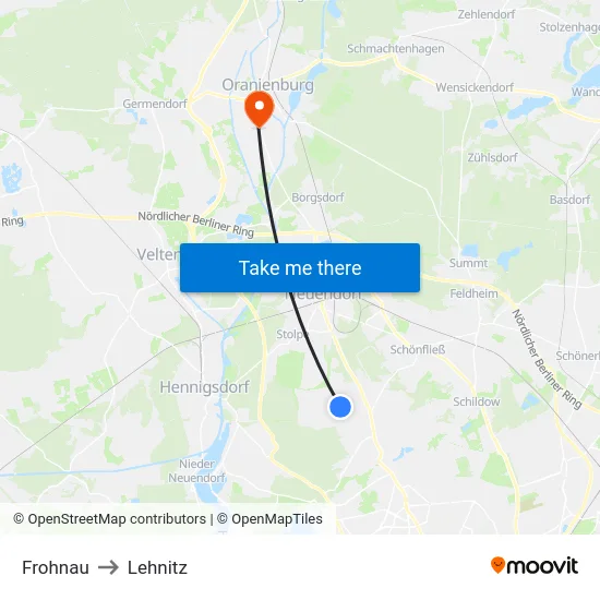 Frohnau to Lehnitz map