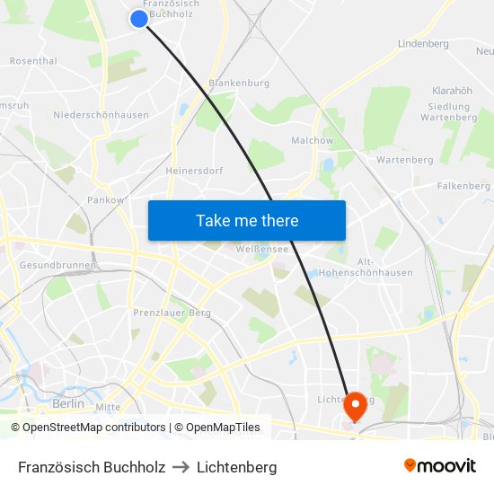 Französisch Buchholz to Lichtenberg map