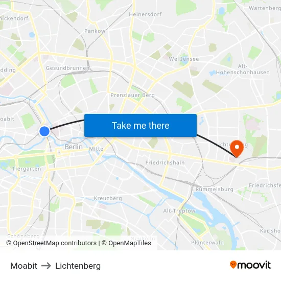 Moabit to Lichtenberg map