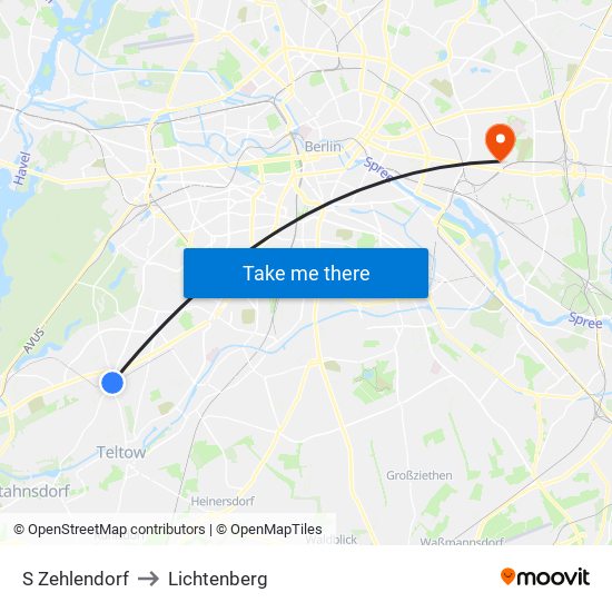 S Zehlendorf to Lichtenberg map