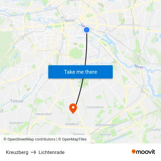Kreuzberg to Lichtenrade map