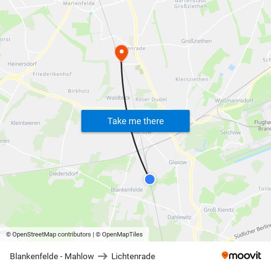 Blankenfelde - Mahlow to Lichtenrade map