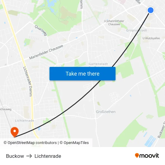 Buckow to Lichtenrade map