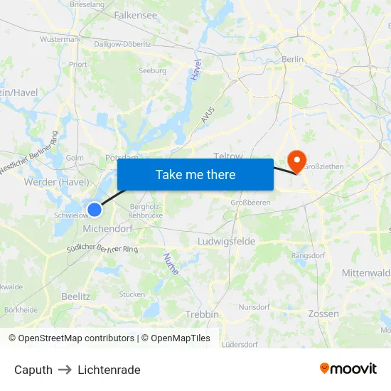 Caputh to Lichtenrade map