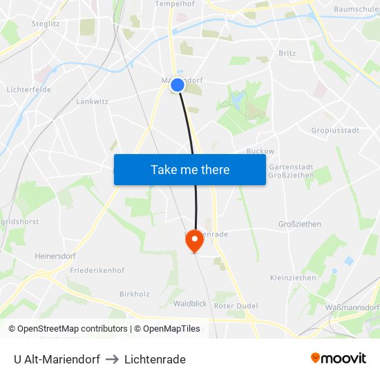 U Alt-Mariendorf to Lichtenrade map