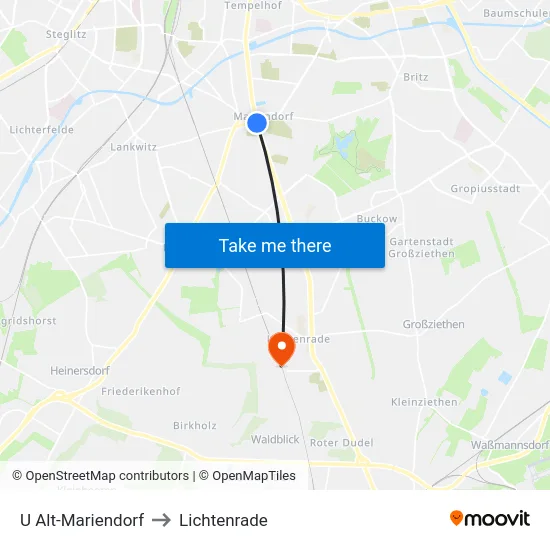 U Alt-Mariendorf to Lichtenrade map