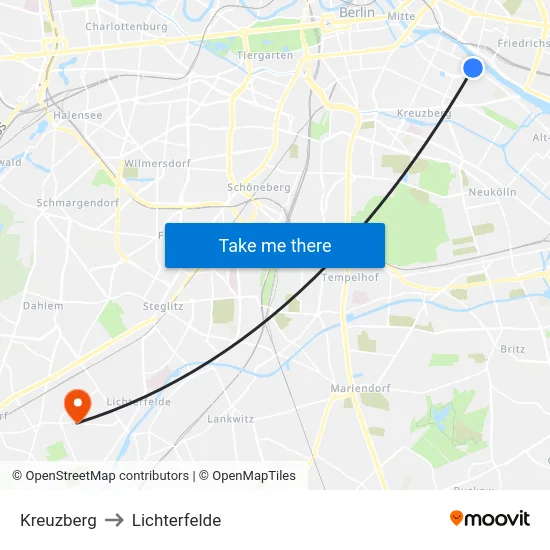 Kreuzberg to Lichterfelde map