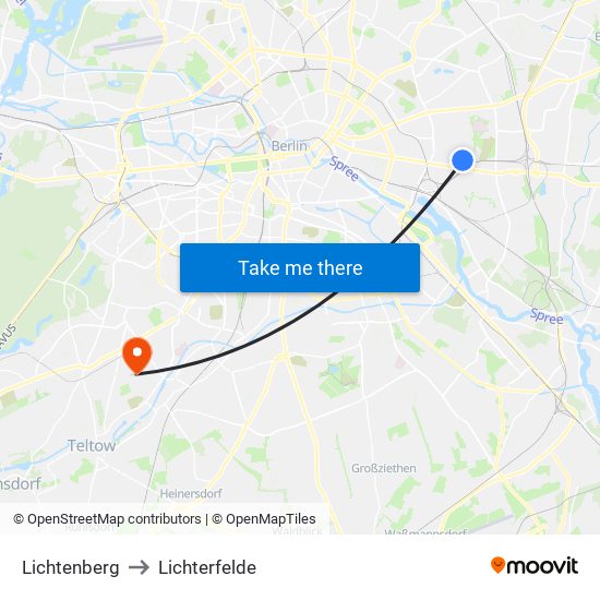 Lichtenberg to Lichterfelde map