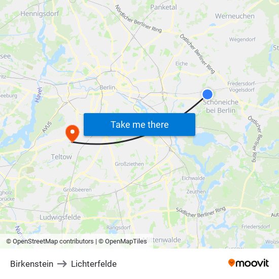 Birkenstein to Lichterfelde map