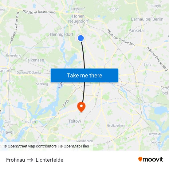 Frohnau to Lichterfelde map