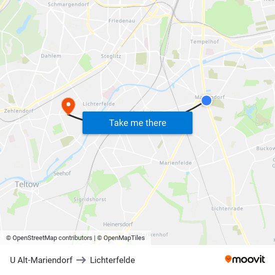 U Alt-Mariendorf to Lichterfelde map
