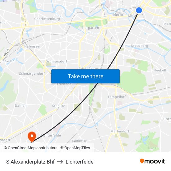 S Alexanderplatz Bhf to Lichterfelde map