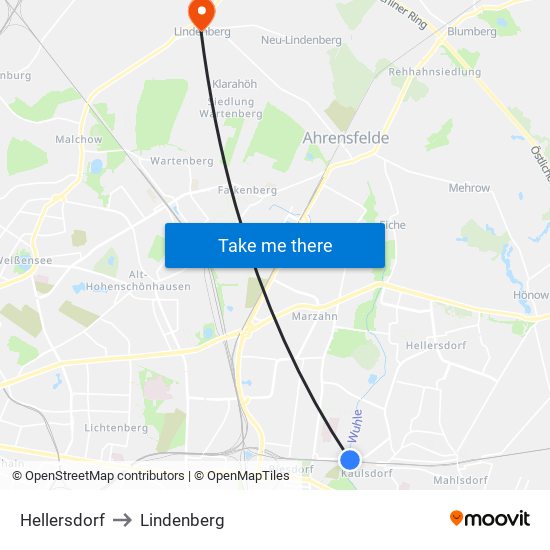 Hellersdorf to Lindenberg map