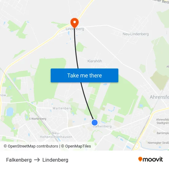 Falkenberg to Lindenberg map