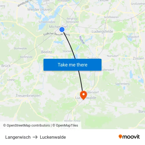 Langerwisch to Luckenwalde map