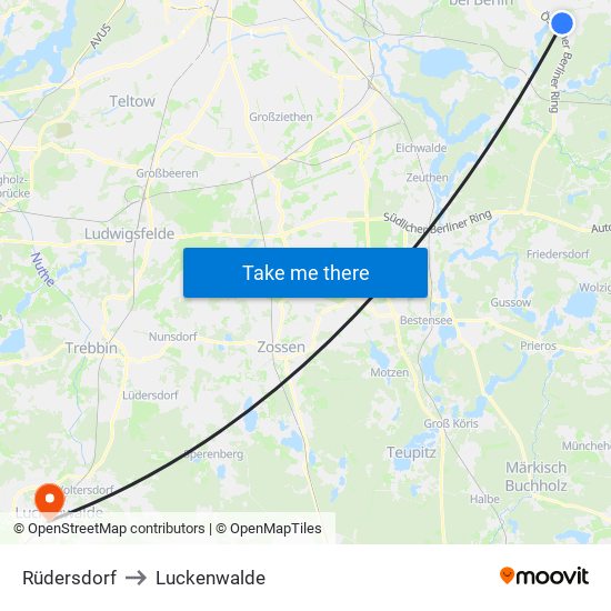 Rüdersdorf to Luckenwalde map