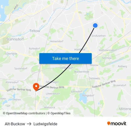Alt-Buckow to Ludwigsfelde map